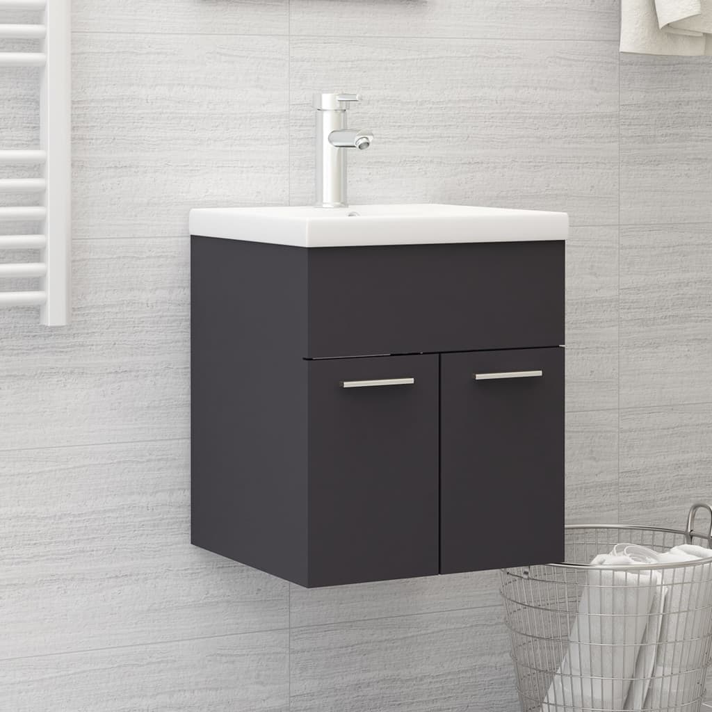 Mobile da Bagno con Lavabo Integrato Grigio in Truciolato 3070813