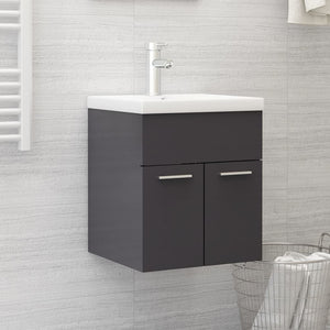 Mobile Bagno con Lavabo Integrato Grigio Lucido in Truciolato 3070819