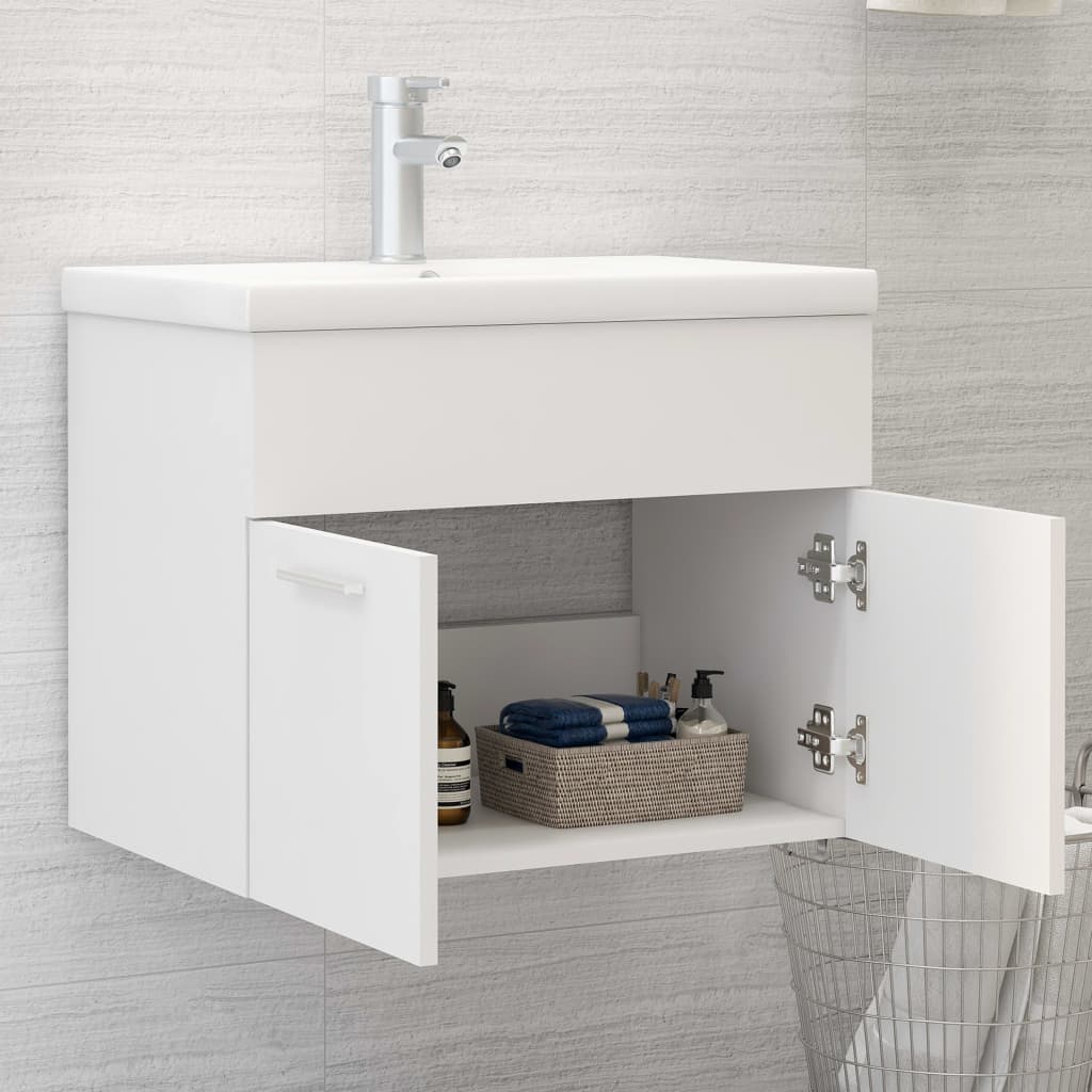 Mobile Bagno con Lavabo Integrato Bianco in Truciolato 3070820