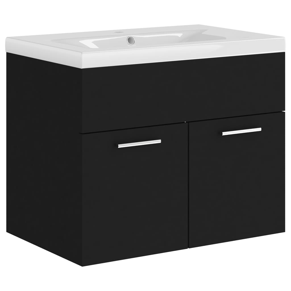 Mobile Bagno con Lavabo Integrato Nero in Truciolato 3070821