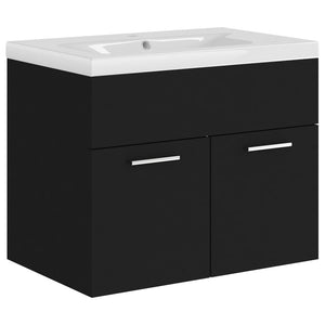 Mobile Bagno con Lavabo Integrato Nero in Truciolato 3070821