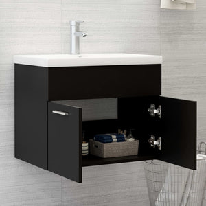 Mobile Bagno con Lavabo Integrato Nero in Truciolato 3070821