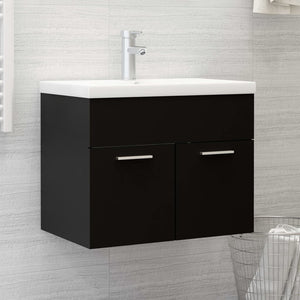 Mobile Bagno con Lavabo Integrato Nero in Truciolato 3070821