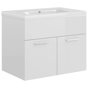 Mobile Bagno con Lavabo Integrato Bianco Lucido in Truciolato 3070826