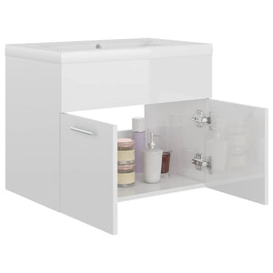 Mobile Bagno con Lavabo Integrato Bianco Lucido in Truciolato 3070826