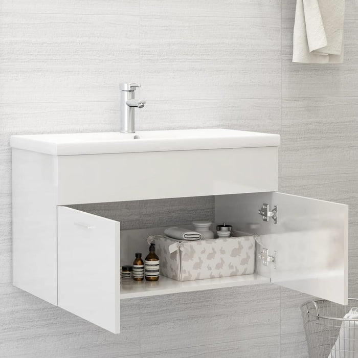 Mobile Bagno con Lavabo Integrato Bianco Lucido in Truciolato cod mxl 63587