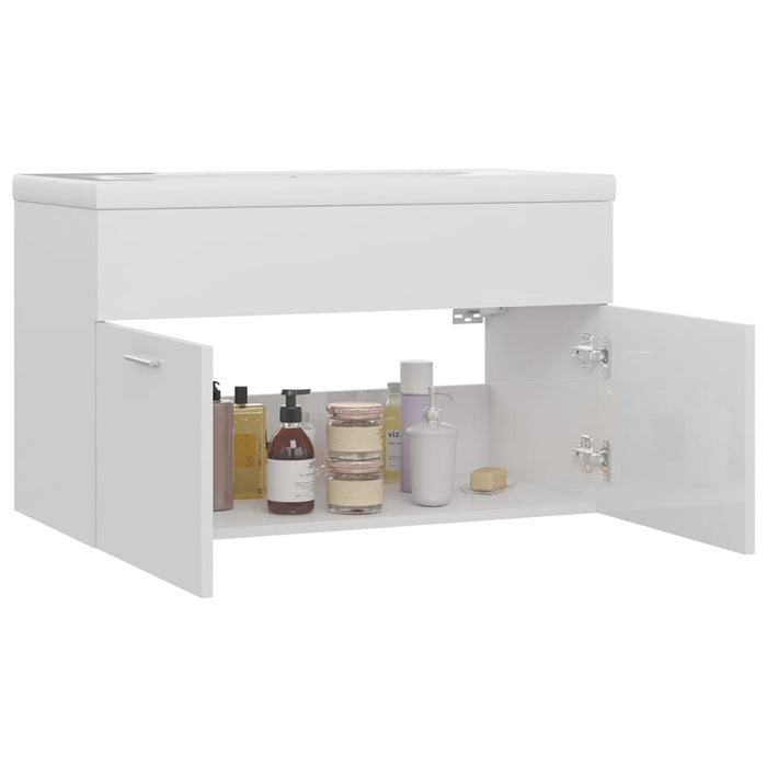 Mobile Bagno con Lavabo Integrato Bianco Lucido in Truciolato cod mxl 63587