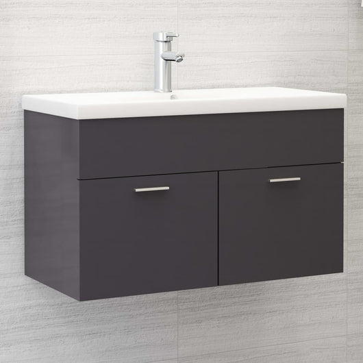 Mobile Bagno con Lavabo Integrato Grigio Lucido in Truciolato cod mxl 63588