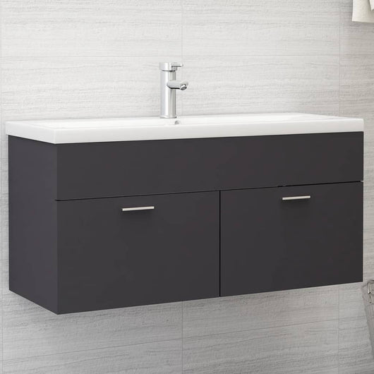 Mobile da Bagno con Lavabo Integrato Grigio in Truciolato 3070849