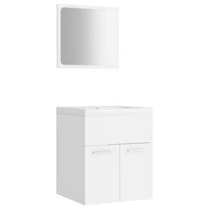 Set Mobili da Bagno Bianco in Legno Multistrato 3070856