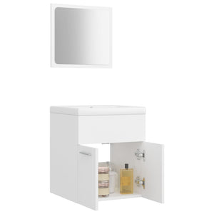 Set Mobili da Bagno Bianco in Legno Multistrato 3070856