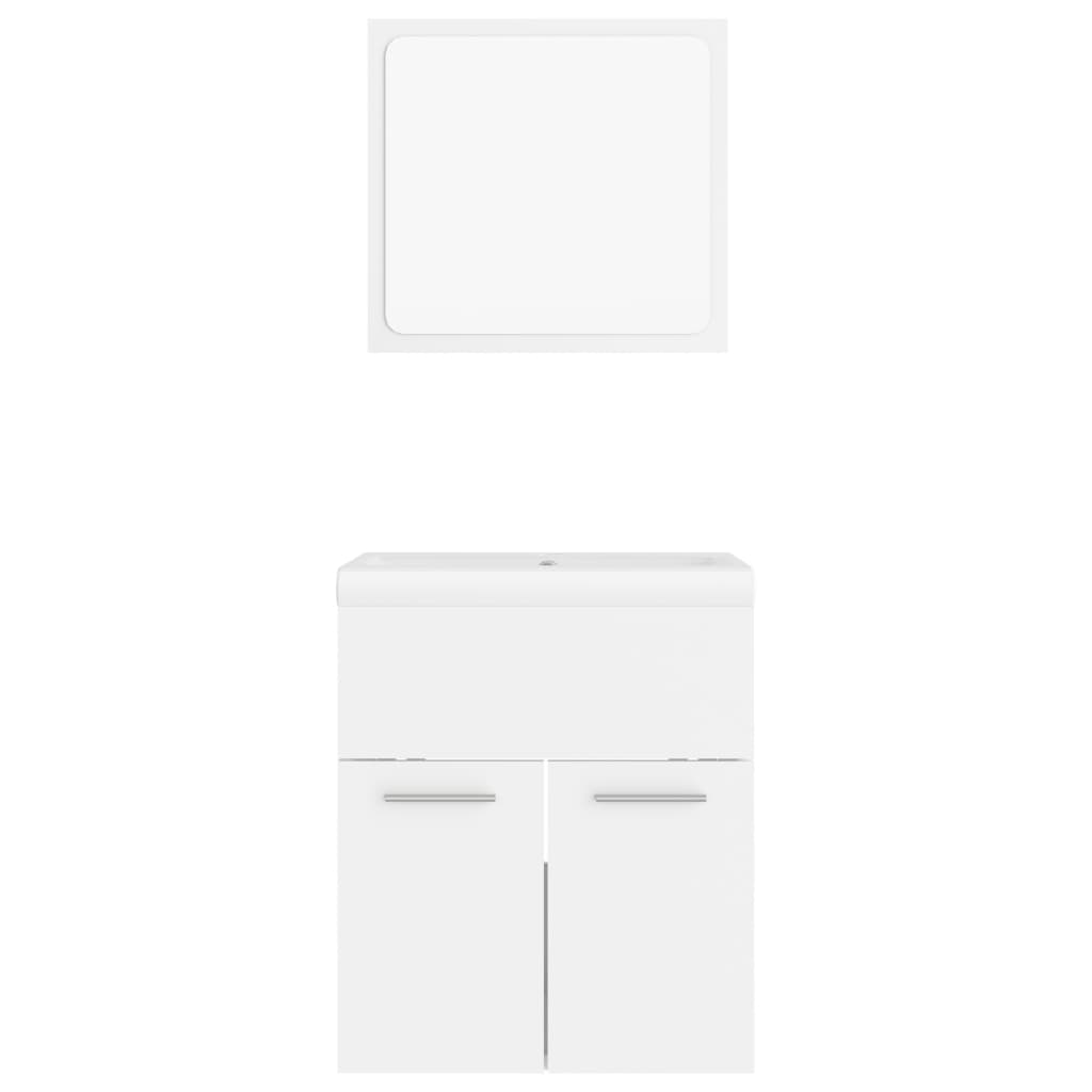 Set Mobili da Bagno Bianco in Legno Multistrato 3070856