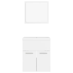 Set Mobili da Bagno Bianco in Legno Multistrato 3070856