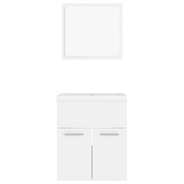 Set Mobili da Bagno Bianco in Legno Multistrato 3070856