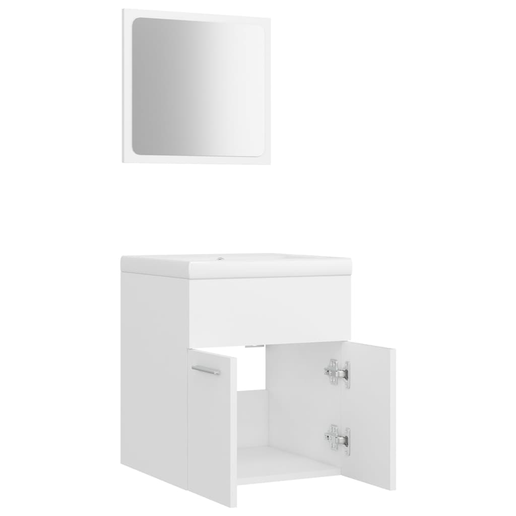 Set Mobili da Bagno Bianco in Legno Multistrato 3070856