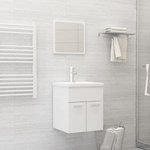 Set Mobili da Bagno Bianco in Legno Multistrato 3070856