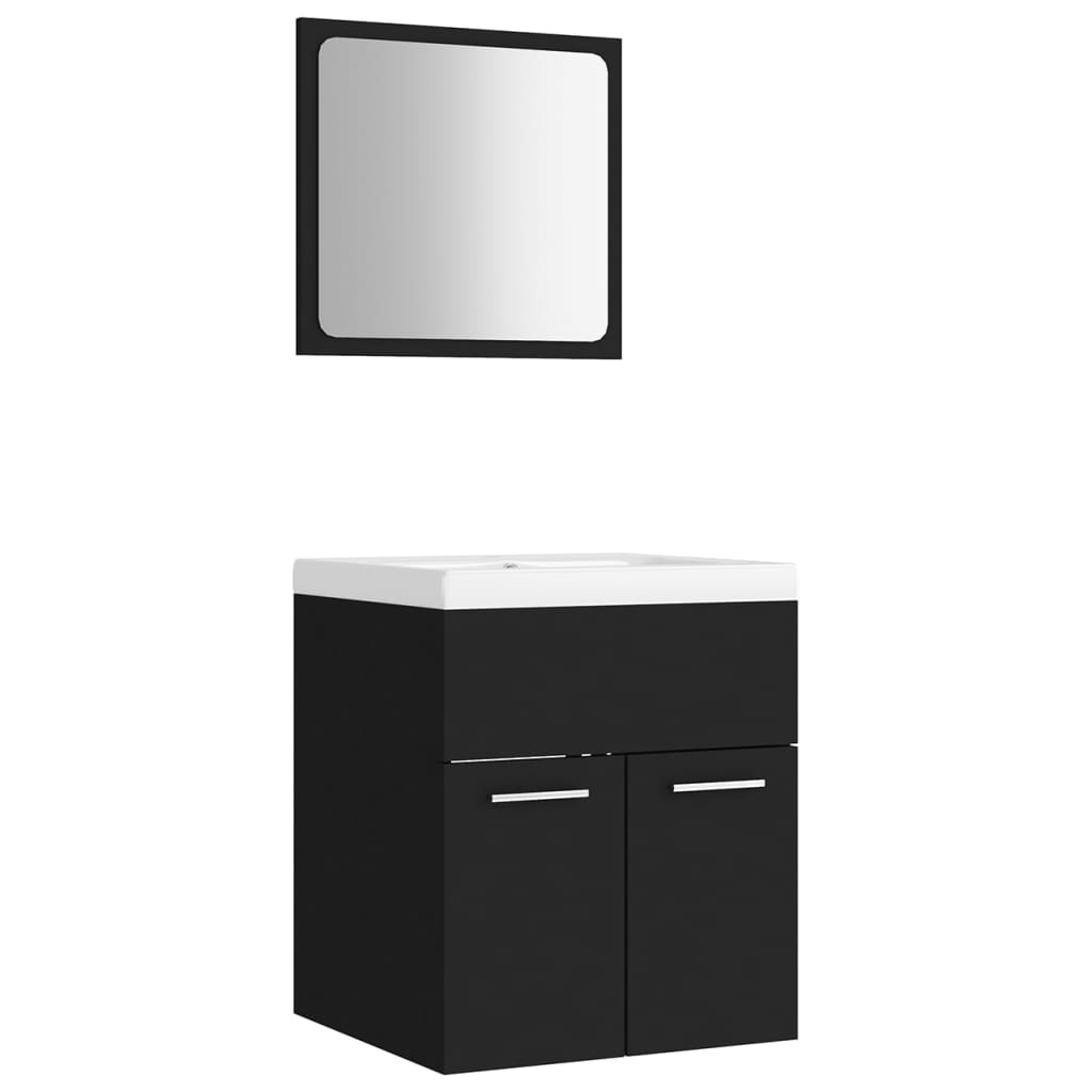 Set Mobili da Bagno Nero in Truciolato 3070857