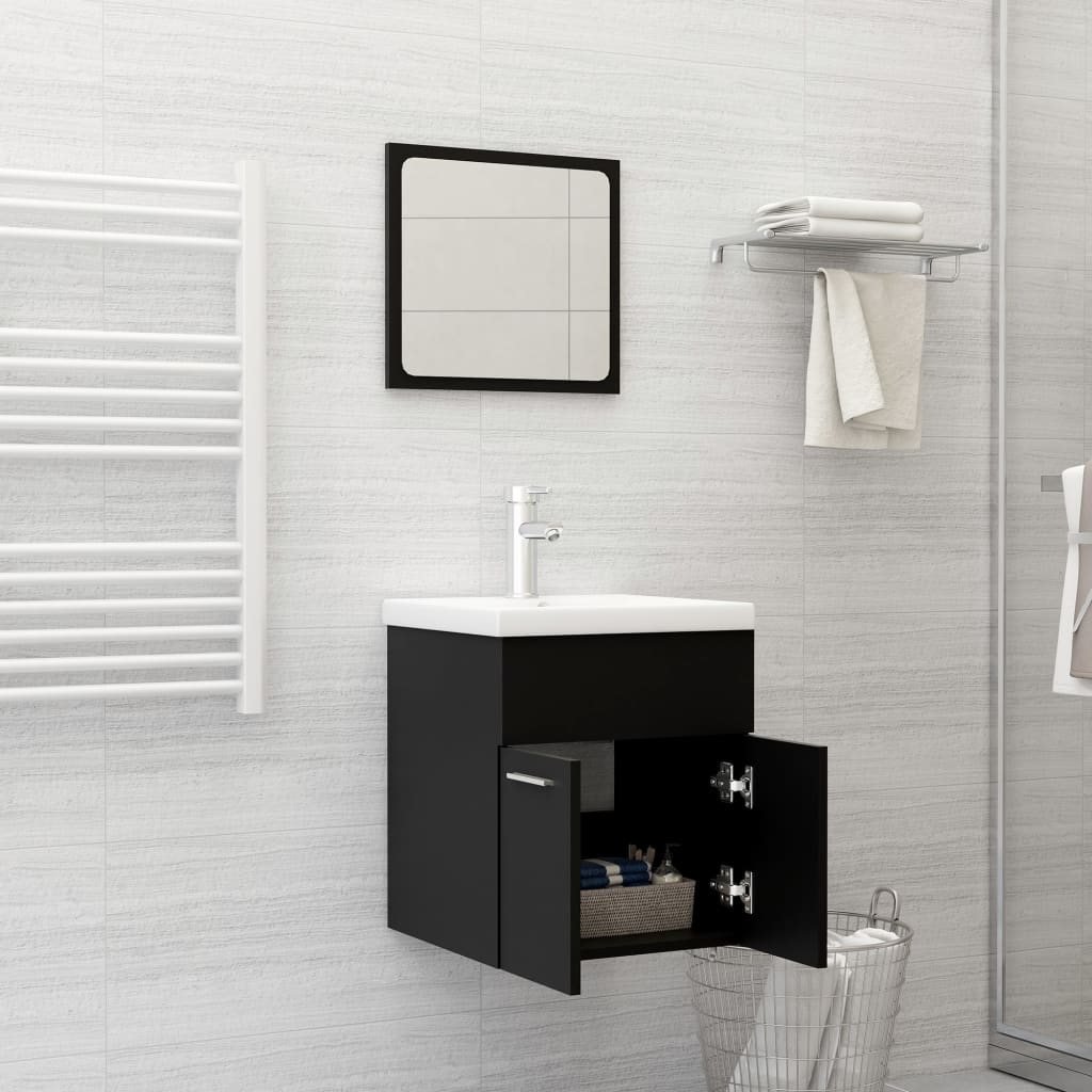 Set Mobili da Bagno Nero in Truciolato 3070857