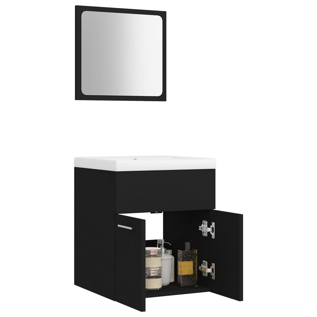 Set Mobili da Bagno Nero in Truciolato 3070857