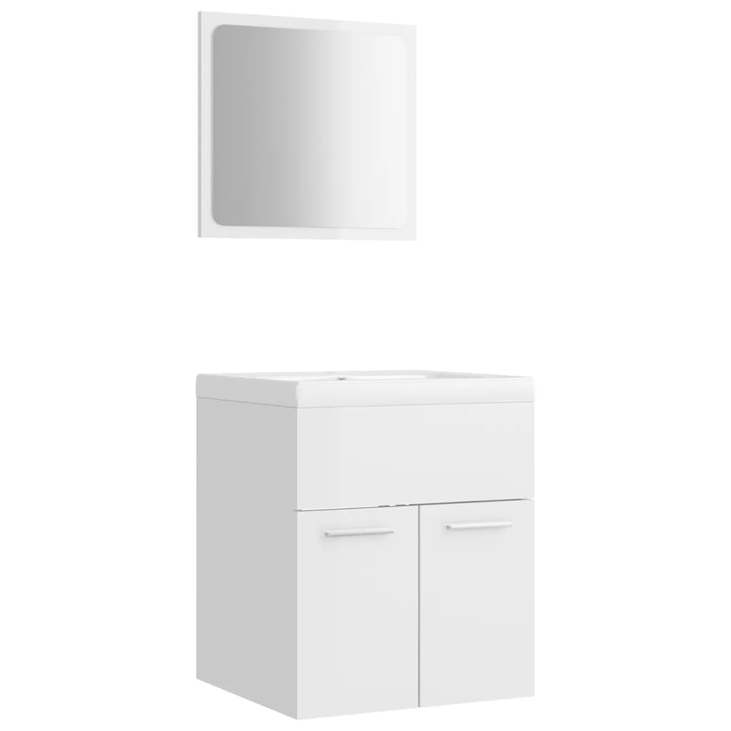 Set Mobili da Bagno Bianco Lucido in Truciolato 3070862