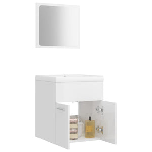 Set Mobili da Bagno Bianco Lucido in Truciolato 3070862