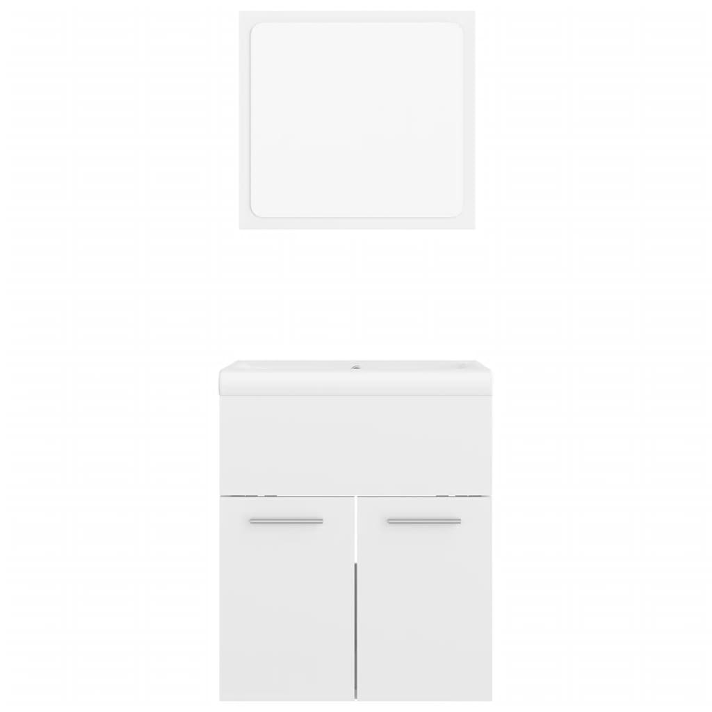 Set Mobili da Bagno Bianco Lucido in Truciolato 3070862