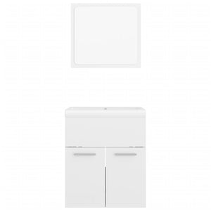 Set Mobili da Bagno Bianco Lucido in Truciolato 3070862