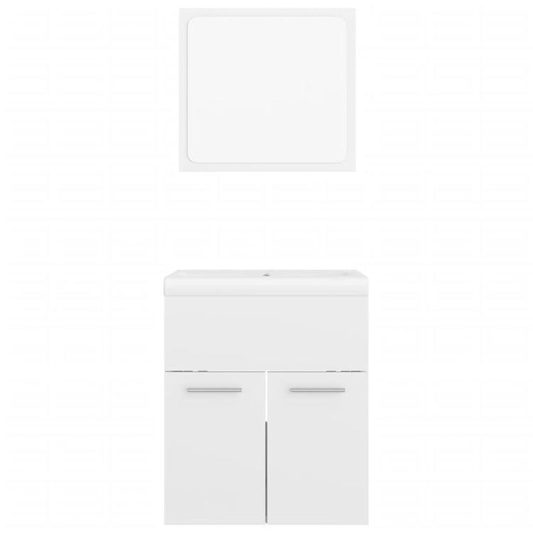 Set Mobili da Bagno Bianco Lucido in Truciolato 3070862