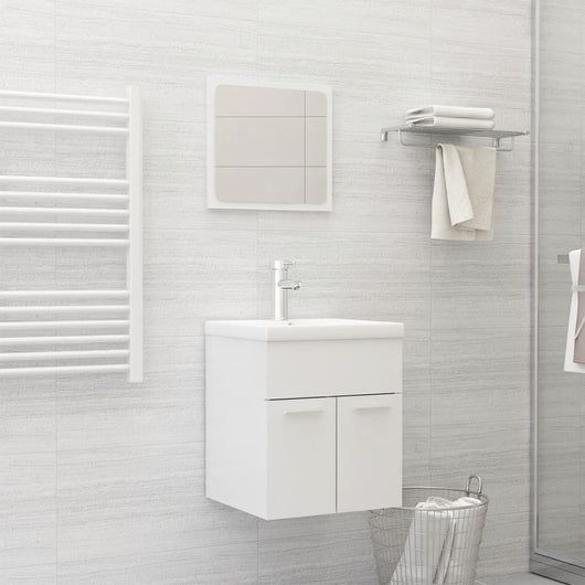 Set Mobili da Bagno Bianco Lucido in Truciolato 3070862