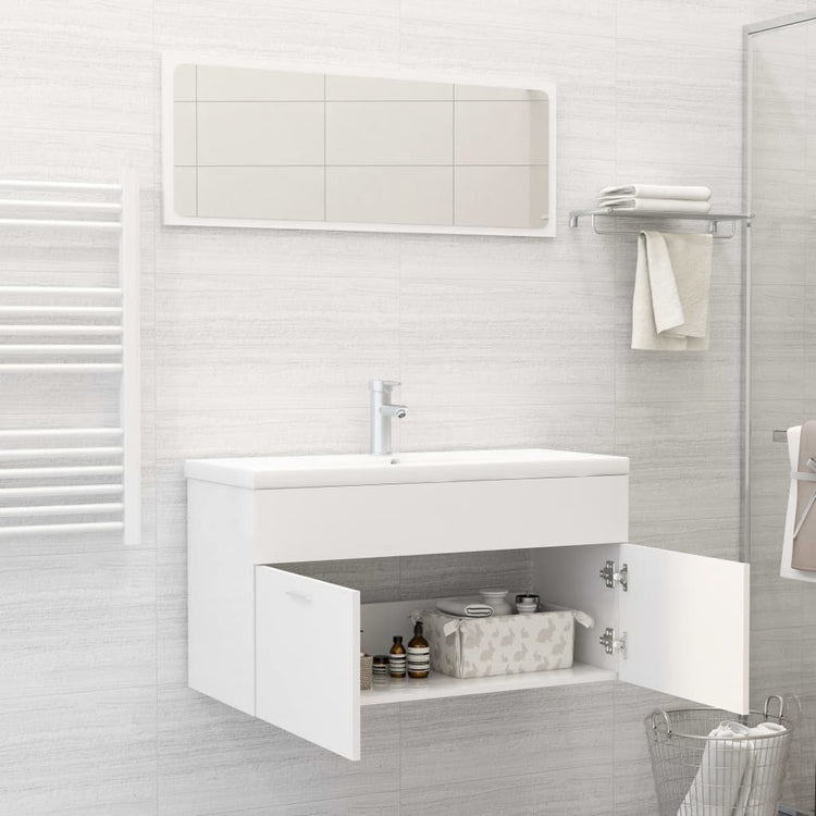 Set Mobili da Bagno Bianco in Truciolato 3070883