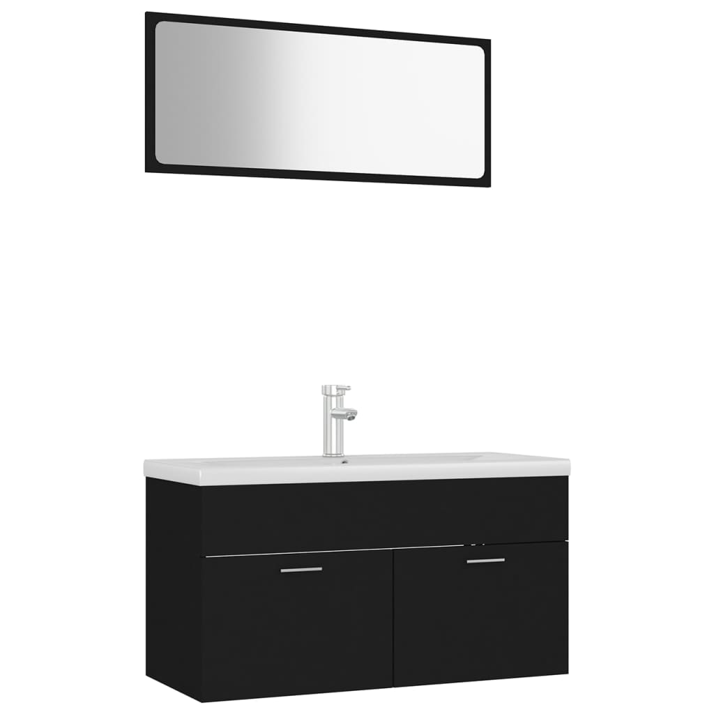 Set Mobili da Bagno Nero in Truciolato cod mxl 31367