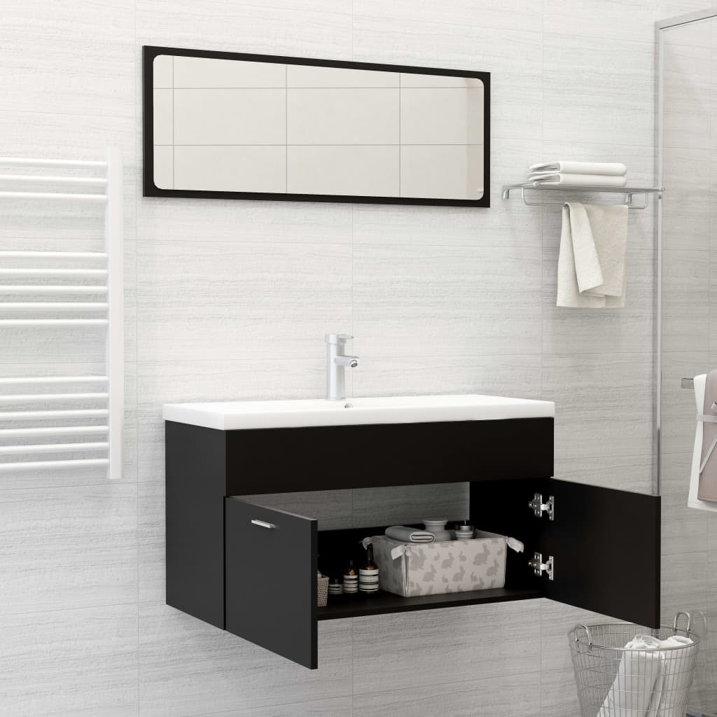 Set Mobili da Bagno Nero in Truciolato 3070884