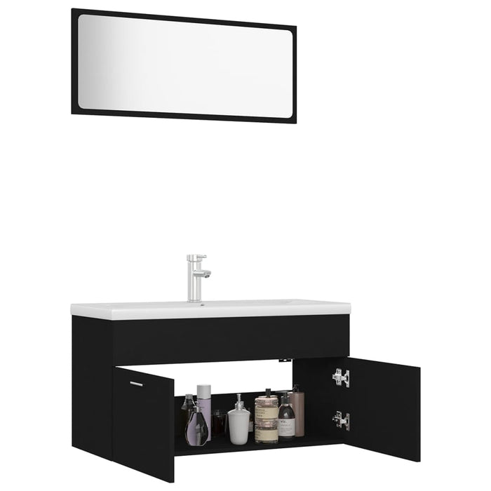 Set Mobili da Bagno Nero in Truciolato cod mxl 31367