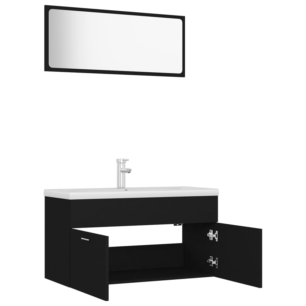 Set Mobili da Bagno Nero in Truciolato 3070884