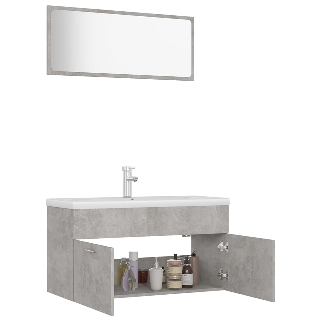 Set Mobili da Bagno Grigio Cemento in Truciolato cod mxl 12712