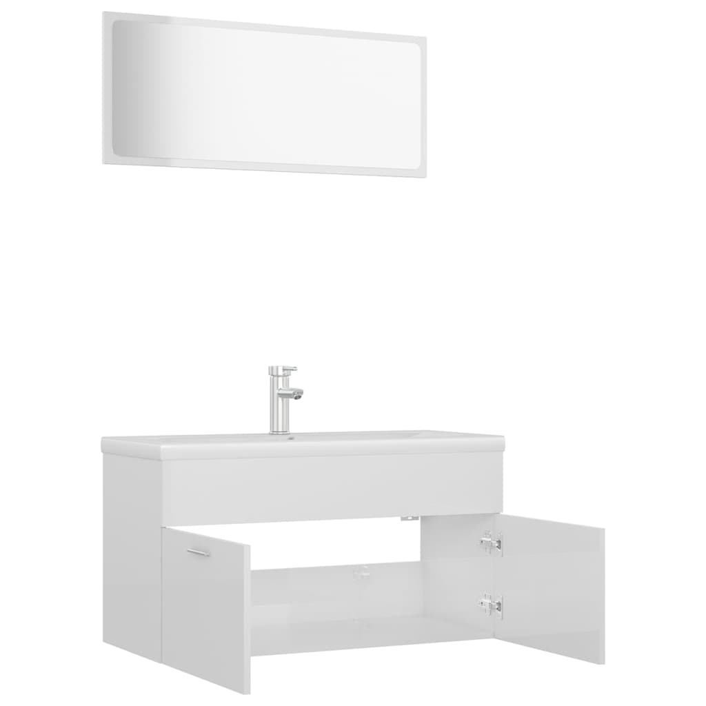 Set Mobili da Bagno Bianco Lucido in Truciolato cod mxl 9063