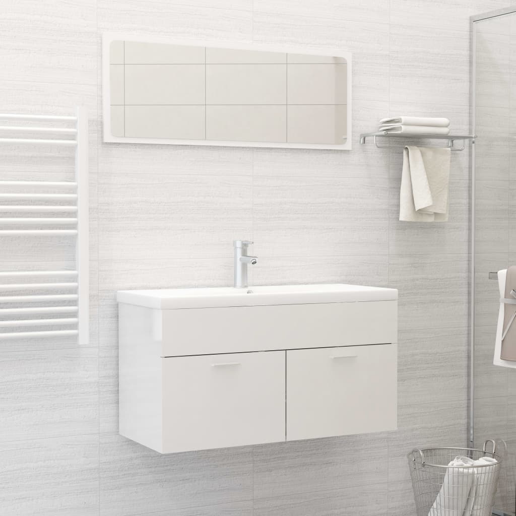 Set Mobili da Bagno Bianco Lucido in Truciolato cod mxl 9063