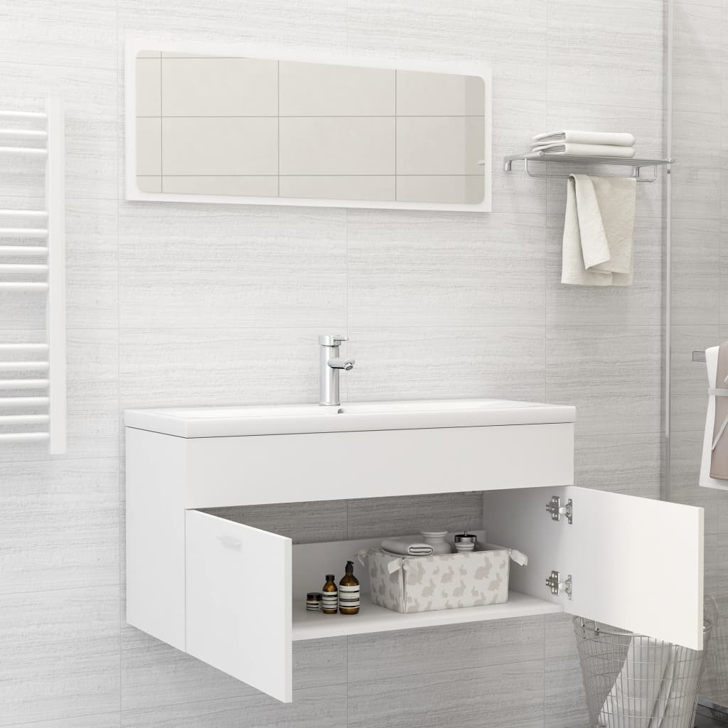 Set Mobili da Bagno Bianco in Truciolato 3070892