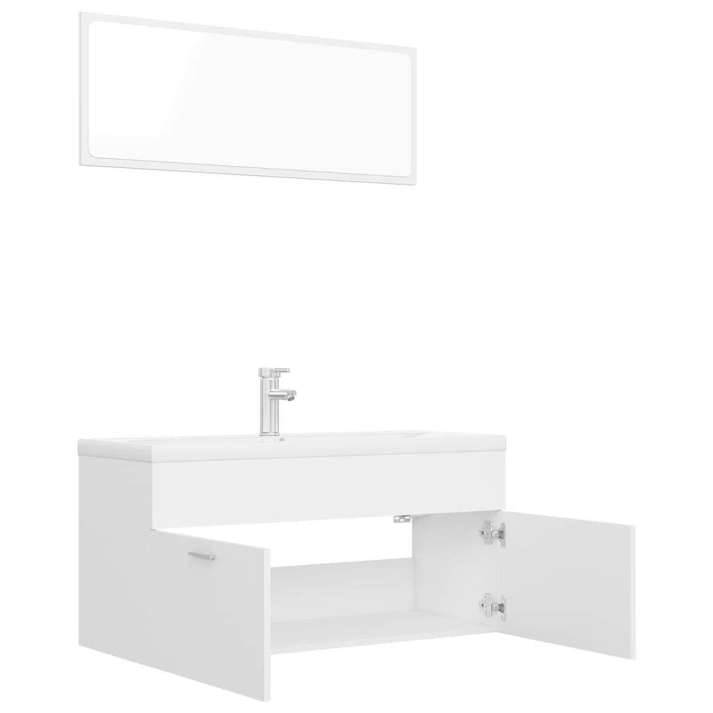 Set Mobili da Bagno Bianco in Truciolato 3070892