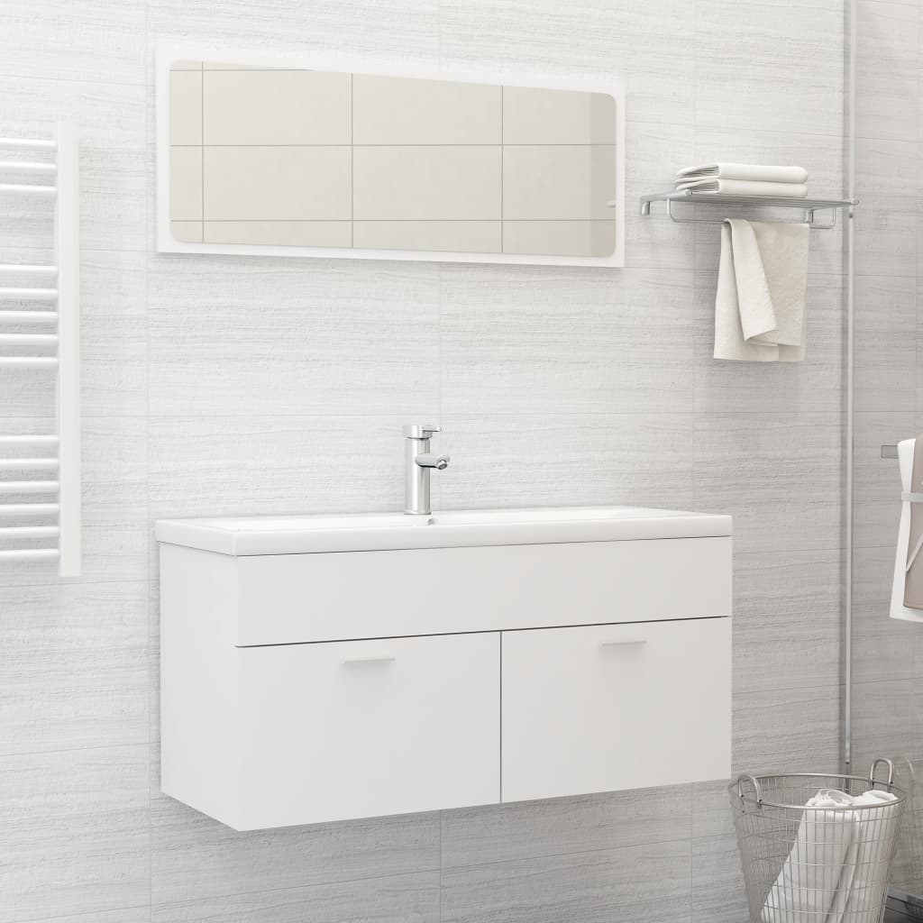 Set Mobili da Bagno Bianco in Truciolato 3070892