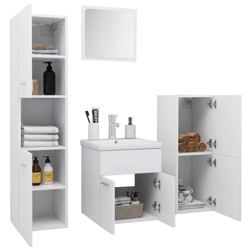 Set Mobili da Bagno Bianco in Truciolato 3070901