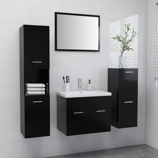 Set Mobili da Bagno Nero in Truciolato cod mxl 65162