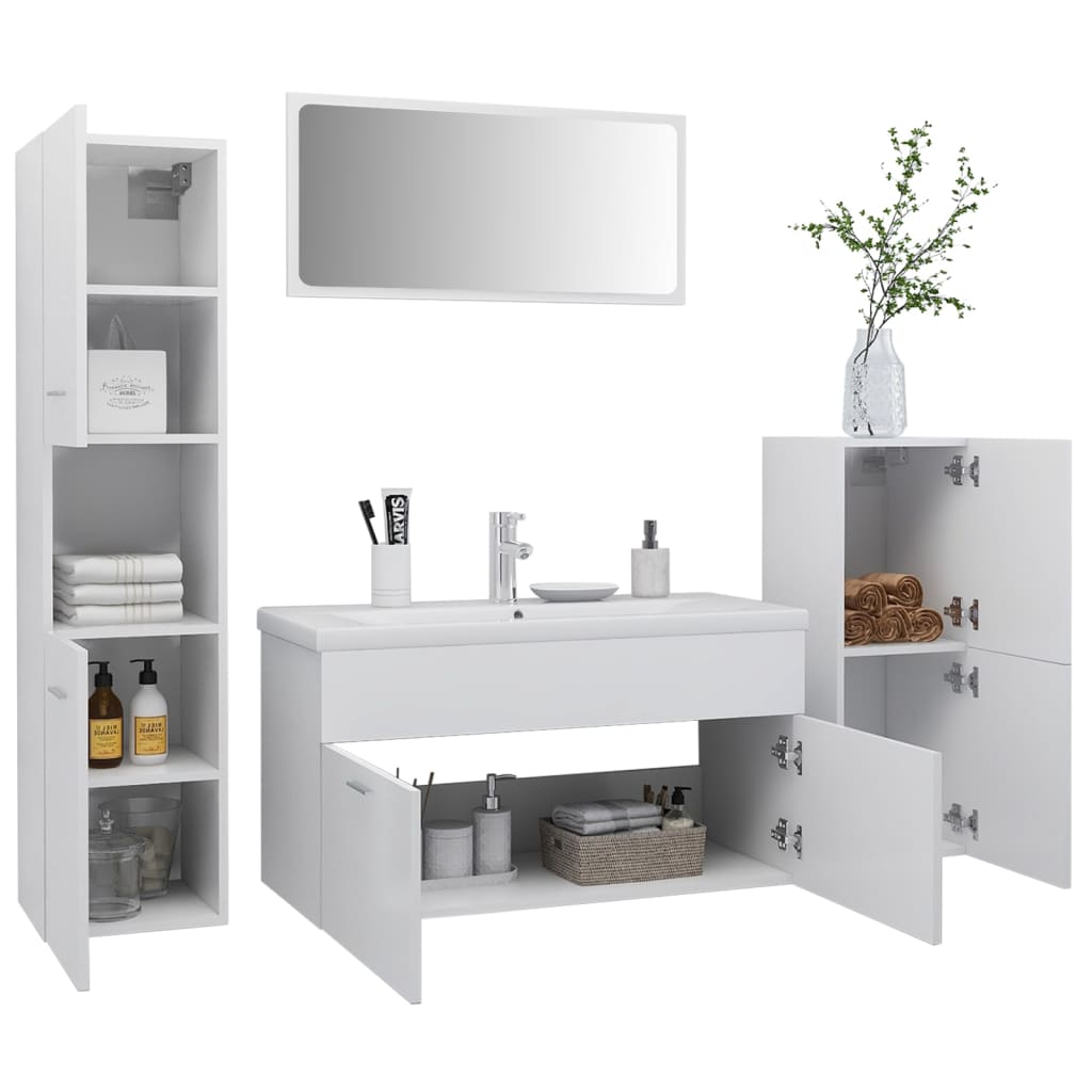 Set Mobili da Bagno Bianco in Truciolato 3070928