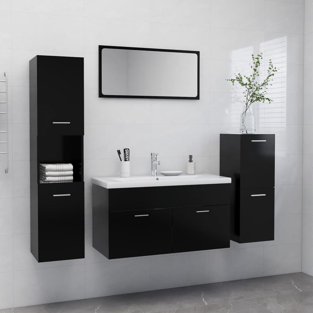 Set Mobili da Bagno Nero in Truciolato 3070929