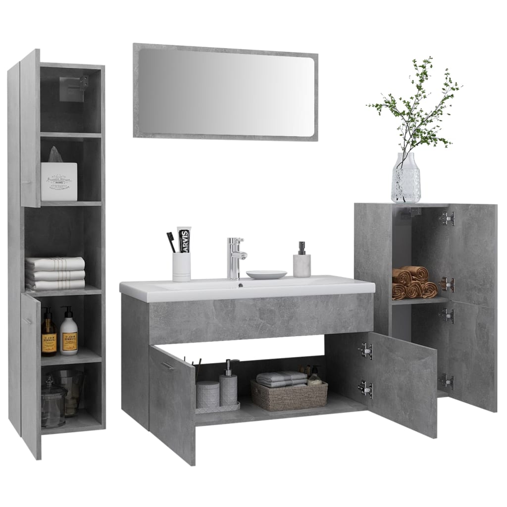 Set Mobili da Bagno Grigio Cemento in Truciolatocod mxl 72724