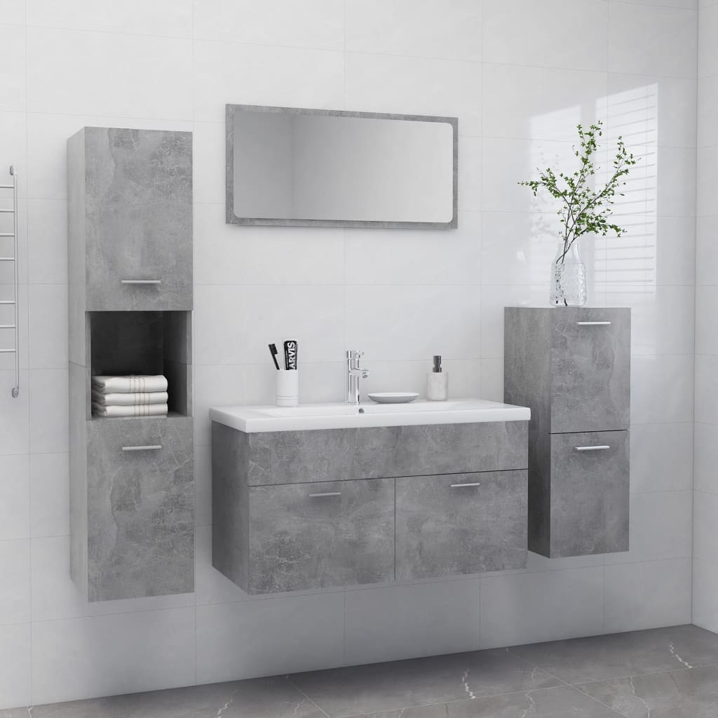 Set Mobili da Bagno Grigio Cemento in Truciolatocod mxl 72724