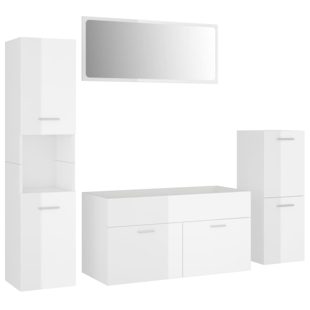 Set Mobili da Bagno Bianco Lucido in Truciolato 3070934