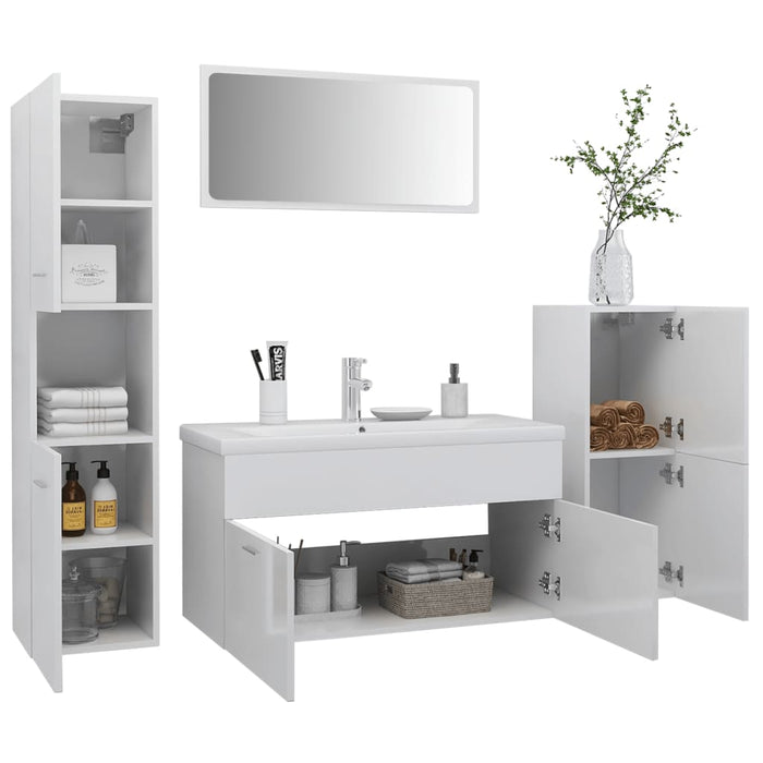 Set Mobili da Bagno Bianco Lucido in Truciolato cod mxl 12830