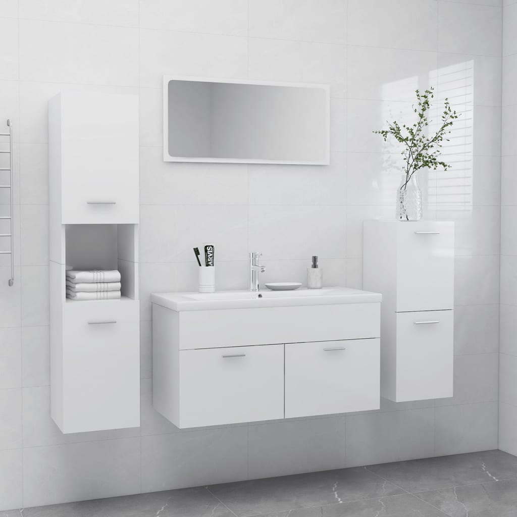 Set Mobili da Bagno Bianco Lucido in Truciolato cod mxl 12830