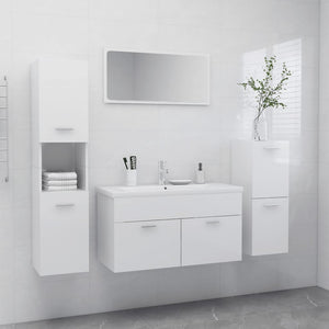 Set Mobili da Bagno Bianco Lucido in Truciolato 3070934